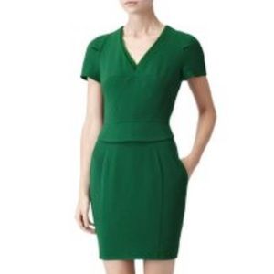 Reiss Marcia Peplum V-neck Dress, Green, Size 4